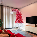6FT hinge fir artificial fir curved top Christmas tree, bendable, 1250 lush branch hints, 300 LED Christmas lights - V.I.P Digital Presence