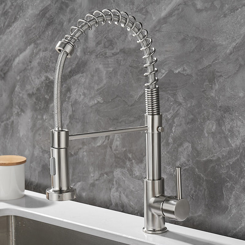 All copper rotatable cold and hot water dual mode sink, kitchen spring faucet - V.I.P Digital Presence