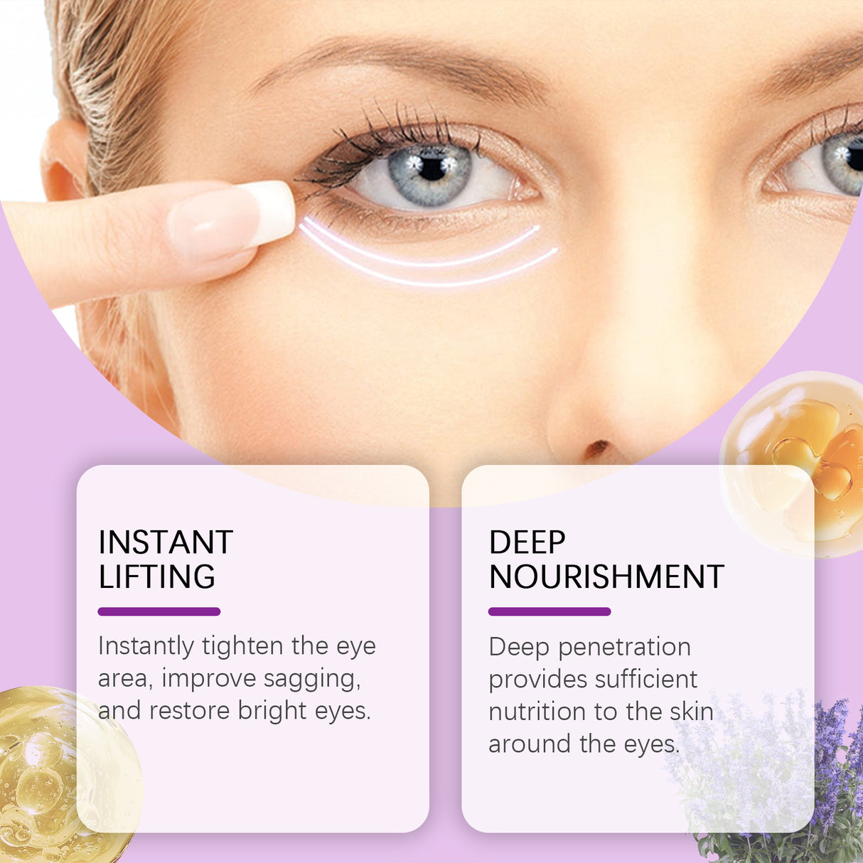 Crema reafirmante para ojos, crema iluminadora de caracol para ojos, reafirmante, suave y tersa para la piel del contorno de ojos, crema reparadora para ojos.