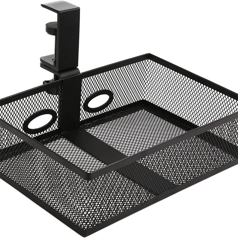 Mesh Desk Organizer with Clamp-on Swivel Pencil Drawer, having a hidden, sturdy C-Clamp mount system and easy installation. - V.I.P Digital Presence