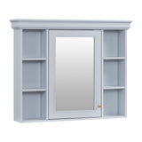 35'' x 28'' Blue Wall Mounted Bathroom Storage Cabinet with Mirror Door, Modern Bathroom Wall Cabinet with Mirror - V.I.P Digital Presence