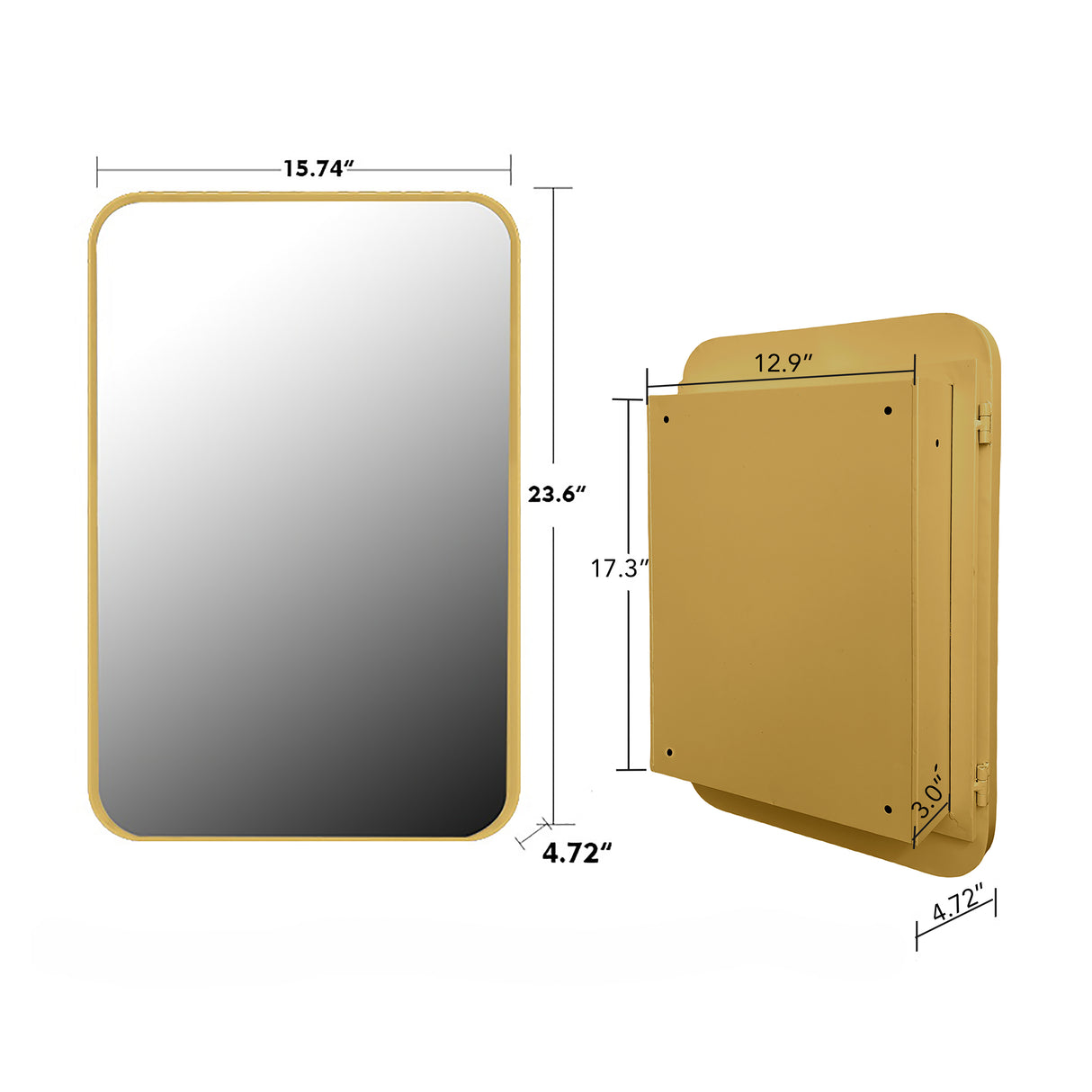 16x24 inch embedded metal frame medicine cabinet with mirror storage cabinet and adjustable shelf matte gold - V.I.P Digital Presence