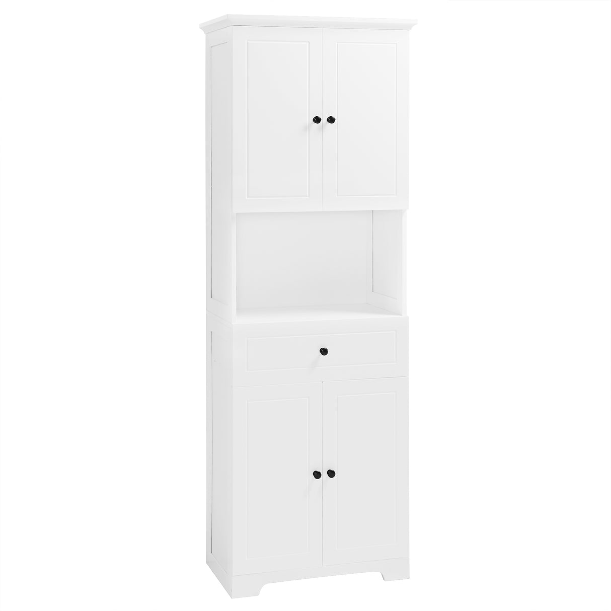 Tall Bathroom Cabinet with Four Doors, Large Storage Space Open Shelve, Upper Storage Cabinet, Whit - V.I.P Digital Presence