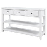 Retro Design Console Table with Two Open Shelves, Pine Solid Wood Frame and Legs for Living Room (Antique White) - V.I.P Digital Presence