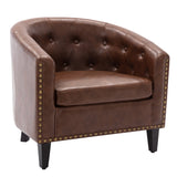 PU Leather Tufted Barrel ChairTub Chair for Living Room Bedroom Club Chairs - V.I.P Digital Presence