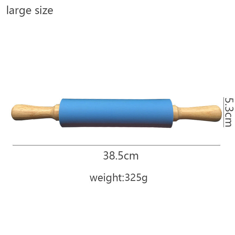 Wooden Handle Silicone Rolling Pin Rolling Pin Roller Flour Pin Small Medium And Large Household Baking Tools And Kitchenware - V.I.P Digital Presence