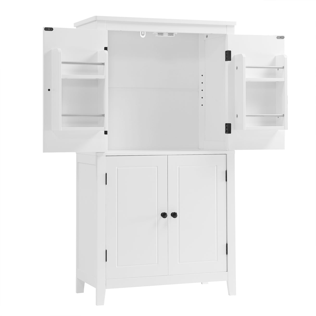 Bathroom floor storage cabinet, bathroom storage unit, 4-door independent cabinet, adjustable shelf, adaptive shelf, white - V.I.P Digital Presence