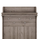 Hall tree with storage desk, entrance desk with drawers and 5 hooks, display rack,Oak - V.I.P Digital Presence