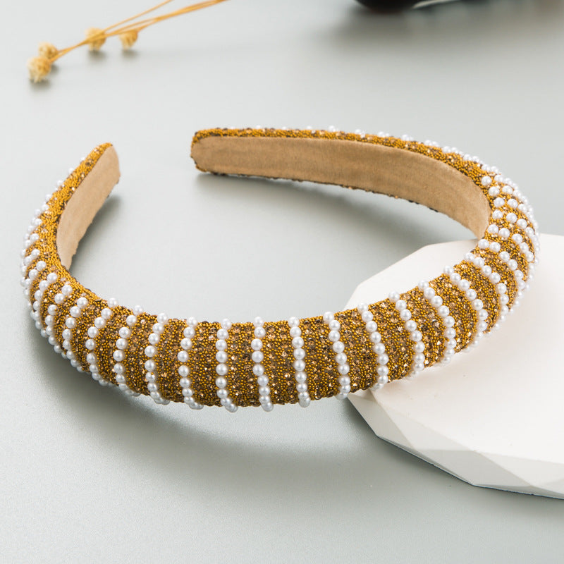 New Full Diamond Headband Pearl Rhinestone Fashion Headband Versatile Hair Accessories For Going Out - V.I.P Digital Presence