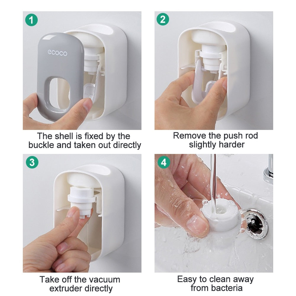 Automatic Toothpaste Dispenser Squeezers Toothpaste Tooth Dust-proof Toothbrush Holder Wall Mount Stand Bathroom Accessories Set - V.I.P Digital Presence