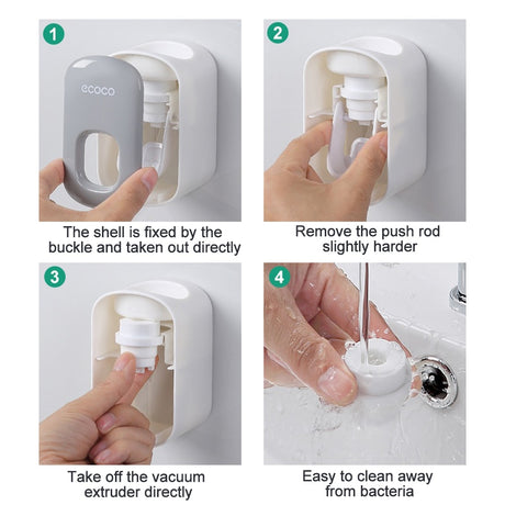 Automatic Toothpaste Dispenser Squeezers Toothpaste Tooth Dust-proof Toothbrush Holder Wall Mount Stand Bathroom Accessories Set - V.I.P Digital Presence