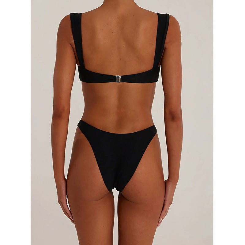 European and American metal buckle sexy swimsuit women's beach bikini hot spring swimsuit - V.I.P Digital Presence