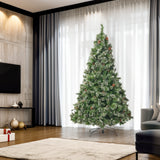 7' Cashmere and Snow Bristle Mixed Tree with 75Pine Cones and 900 LED Lights-UL,1233tips,Dia.:59 - V.I.P Digital Presence