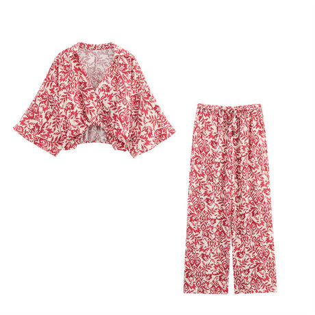 Style Women's Fashion Casual Printed Long Sleeve Top and Wide Leg Pants - V.I.P Digital Presence