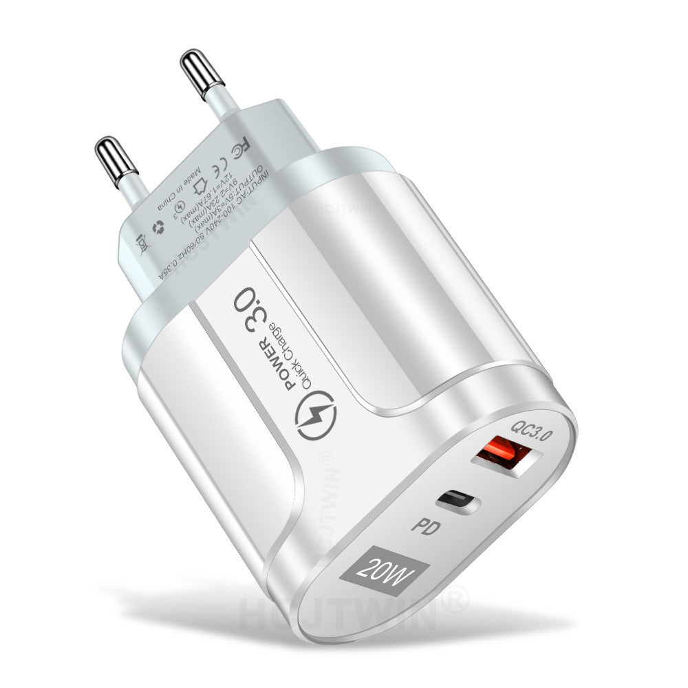 PD20W Mobile Fast Charging Charger 5V4A US, European, and British Standard Speed Matching Device PD+QC3.0 Travel Charging Head - V.I.P Digital Presence