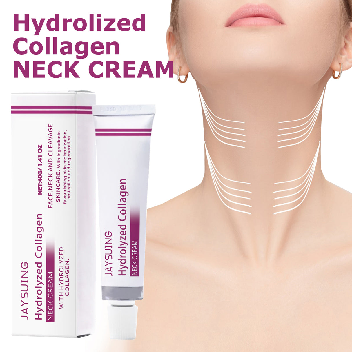Crema para el cuello con colágeno hidrolizado, atenúa las líneas de expresión y da forma al cuello de cisne. Crema suave y blanca para el cuello.