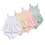 Baby Summer Clothing Newborn Baby Girls Casual Sleeveless Solid organic cotton Tops + Shorts 2pcs Clothes Set 1-3Years - V.I.P Digital Presence