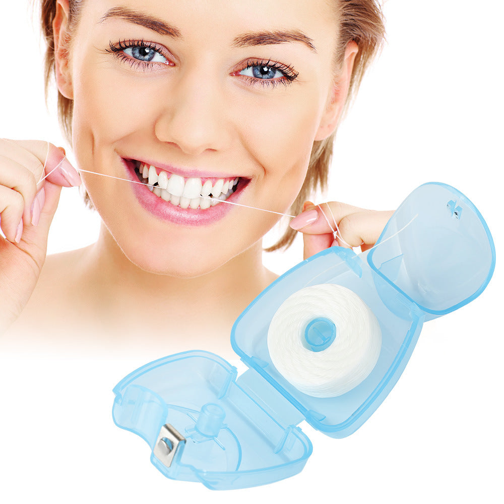 50m Mint-Flavored Dental Floss Blue Triangle Boxed Disposable Dental Floss Stick Tooth Cleaning Portable Floss Roll - V.I.P Digital Presence
