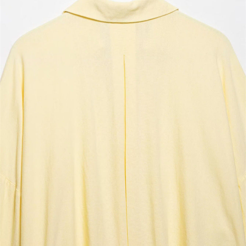 Style Women's Fashion Casual Loose Shirt with Long Wide Sleeves and Turn-Down Collar - V.I.P Digital Presence
