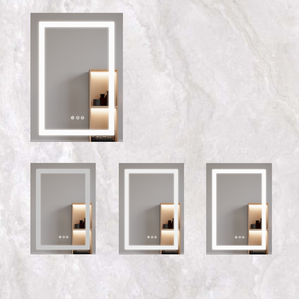 26x20 inch Bathroom Medicine Cabinet with LED Mirror, Anti-Fog, Waterproof3000K~6000K Single Door Lighted Bathroom Cabinet with Touch SwichDimmable Recessed or Surface Mount (Right Door) - V.I.P Digital Presence