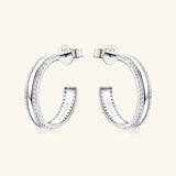 925 Sterling Silver Inlaid Moissanite C-Hoop Earrings - V.I.P Digital Presence