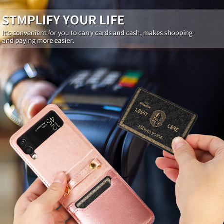 New Samsung Z Flip5 Folding Screen Phone Case with Diagonal Span Galaxy Z Flip4 Card Insertion Protective Cover - V.I.P Digital Presence