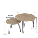27.56'' Round Nesting Coffee Table Set of 2, Circular Nesting End Table Set  Sturdy Metal Base for Living Room, bedroom, Brown - V.I.P Digital Presence
