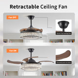 Modern LED retractable ceiling fan with lighting and remote control, silent reversible motor, 4-blade modern ceiling fan - V.I.P Digital Presence