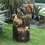 Solar resin duck garden fountain with LED squirrel design, outdoor decor (E2). - V.I.P Digital Presence