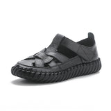 Leather perforated shoes with hollowed out toe caps for women soft soled non slip flat sandals for women - V.I.P Digital Presence