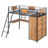 Twin Size Loft bed with L-shape Desk and Wardrobe, Black - V.I.P Digital Presence