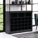 ONTREND Sleek Design 24 shoe cabinet, modern shoe cabinet with curved base, high-quality multifunctional side panel, black - V.I.P Digital Presence