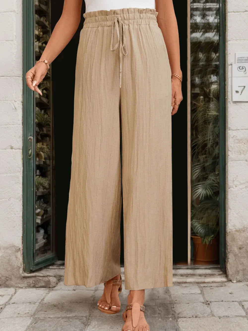 Perfee Frill Wide Leg Pants - V.I.P Digital Presence