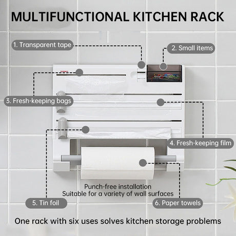 3-in-1 Wall Kitchen Roll Holder, with Upgraded Magnetic Suction Cup, for Foil, Cling Film, and Aluminium Foil Dispensing - V.I.P Digital Presence