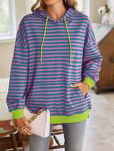 Loose casual striped hooded sweatshirt - V.I.P Digital Presence