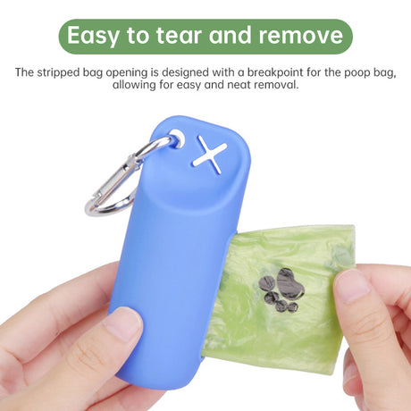 Silicone dog poop bag holder with dispenser, portable, hanging ring & storage case - V.I.P Digital Presence