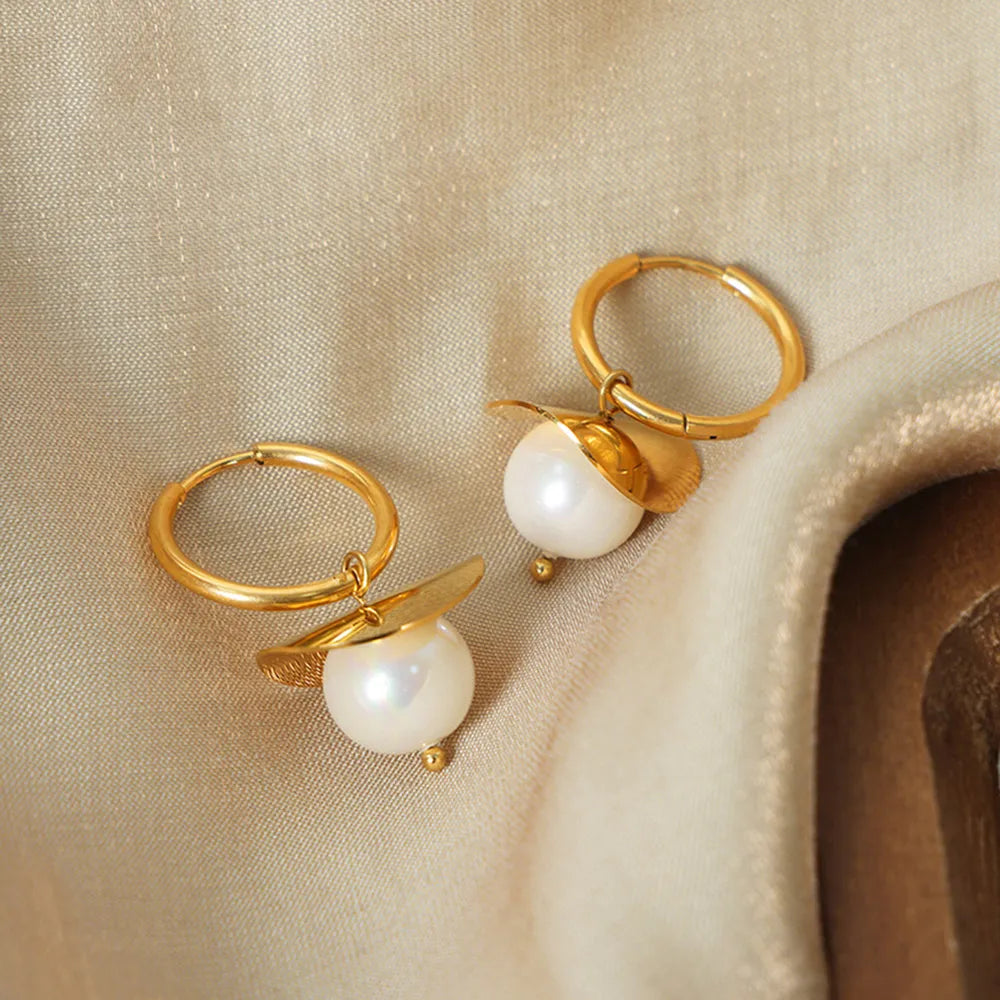 18K Gold-Plated Bead Dangle Earrings - V.I.P Digital Presence