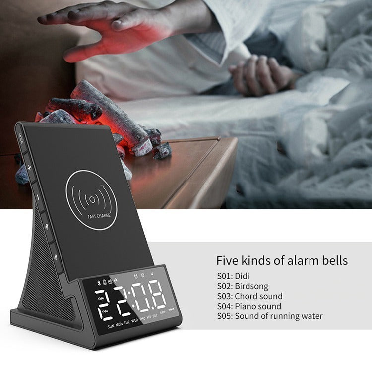 Three in one wireless charger Bluetooth speaker wireless charging alarm clock phone holder - V.I.P Digital Presence