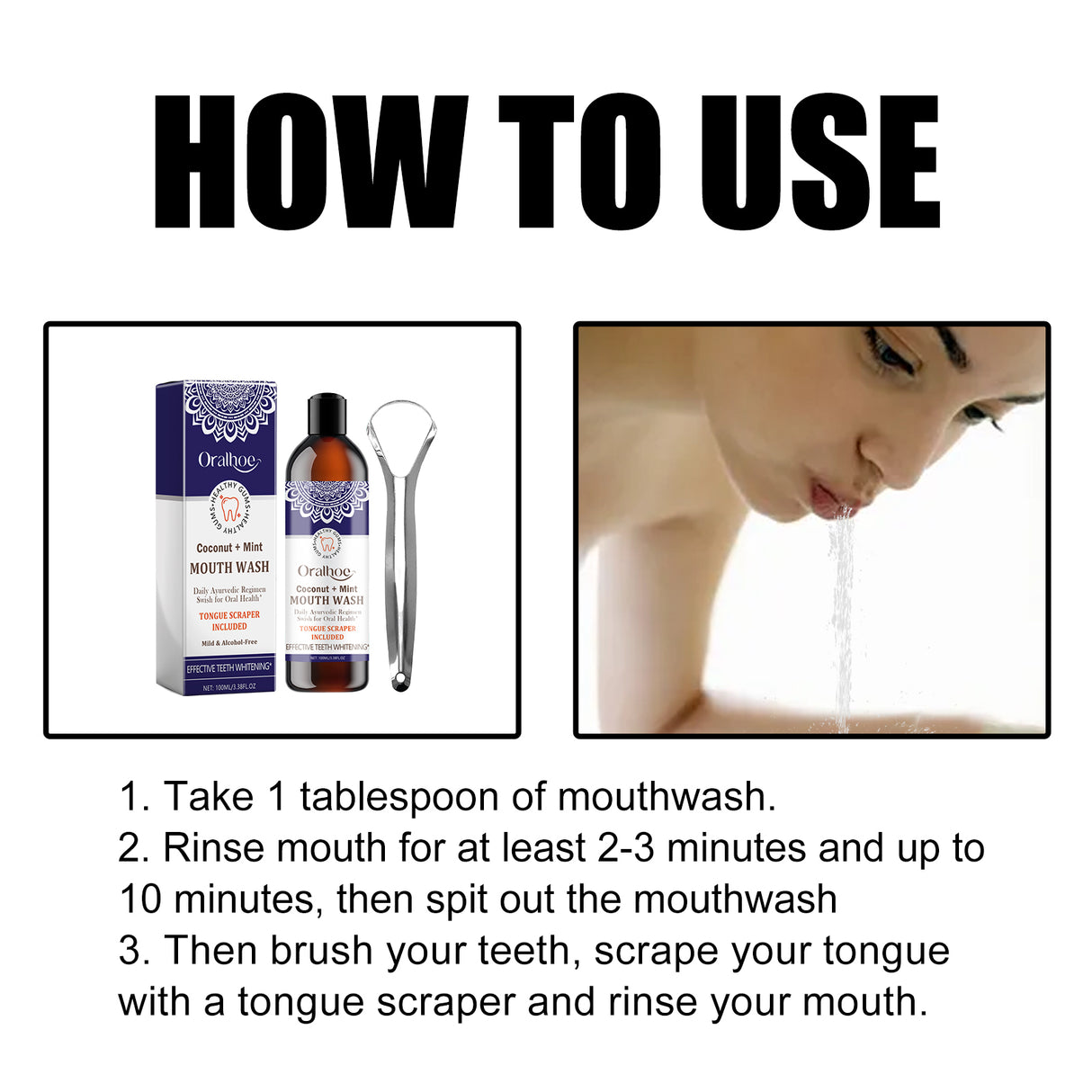 Coconut Mint Mouth Wash, Fresh Breath Clean Tongue Coating Whitening Teeth Oral Care Mouthwash - V.I.P Digital Presence