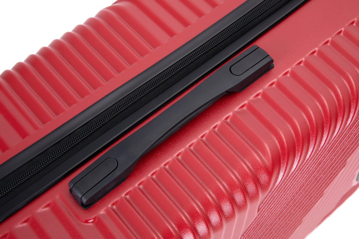 3 Piece Luggage Sets PC+ABS Lightweight Suitcase with Two Hooks Spinner Wheels (20/24/28) Red