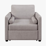 3 in 1 Convertible Sleeper Chair with Adjustable Backrest, Lounger Chair Turns Into Bed, Single Bed for Living Room, Linen, Tan - V.I.P Digital Presence