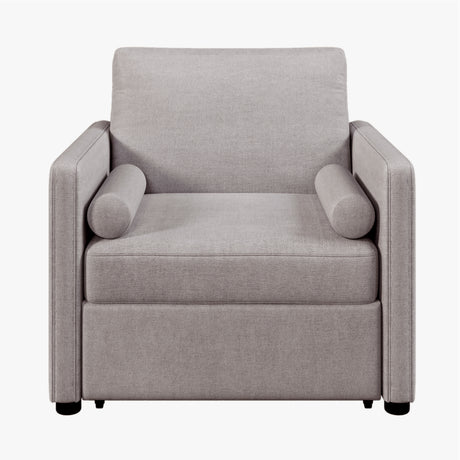 3 in 1 Convertible Sleeper Chair with Adjustable Backrest, Lounger Chair Turns Into Bed, Single Bed for Living Room, Linen, Tan - V.I.P Digital Presence