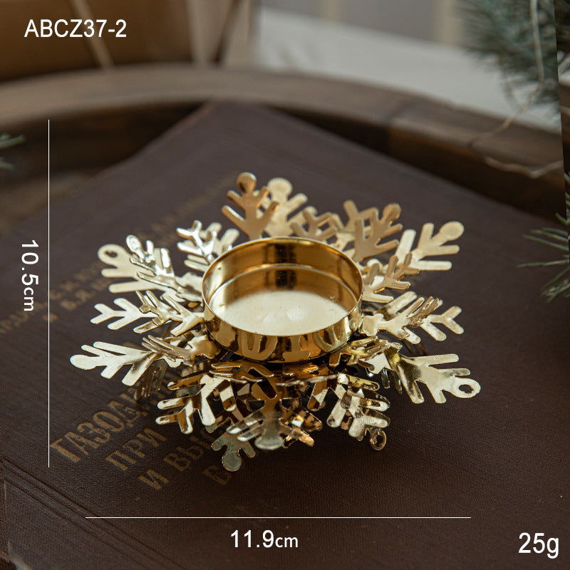 Christmas Golden Iron Candlestick Desktop Decoration Christmas Day Snowflake Decorations Table Arrangement - V.I.P Digital Presence