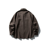 Used washed casual loose long sleeved shirt jacket men's workwear shirt - V.I.P Digital Presence