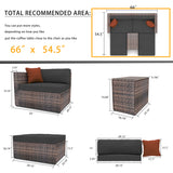 5 Pieces Outdoor Patio Garden Brown Wicker Sectional Conversation Sofa Set - V.I.P Digital Presence