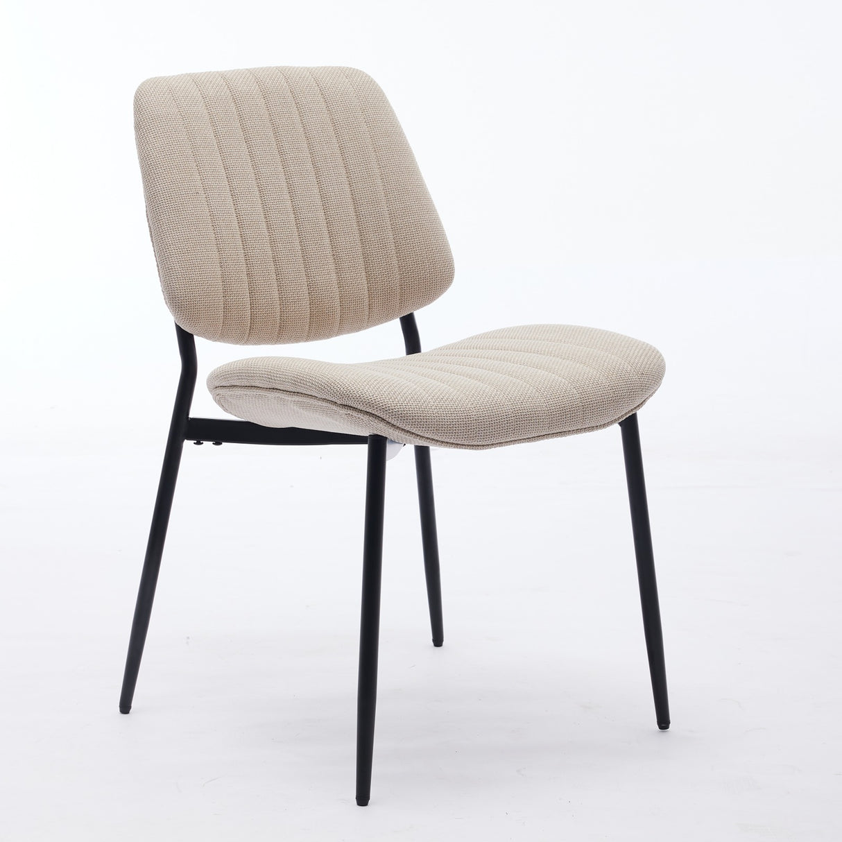 2-piece retro linen chair set with curved wooden backrest, cushioned seat, adjustable metal legs, (Beige Linen) - V.I.P Digital Presence