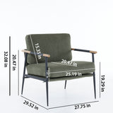 Soft padded reading armchair Chenille fabric modern armchair with metal frame, living room decorative chair, green - V.I.P Digital Presence