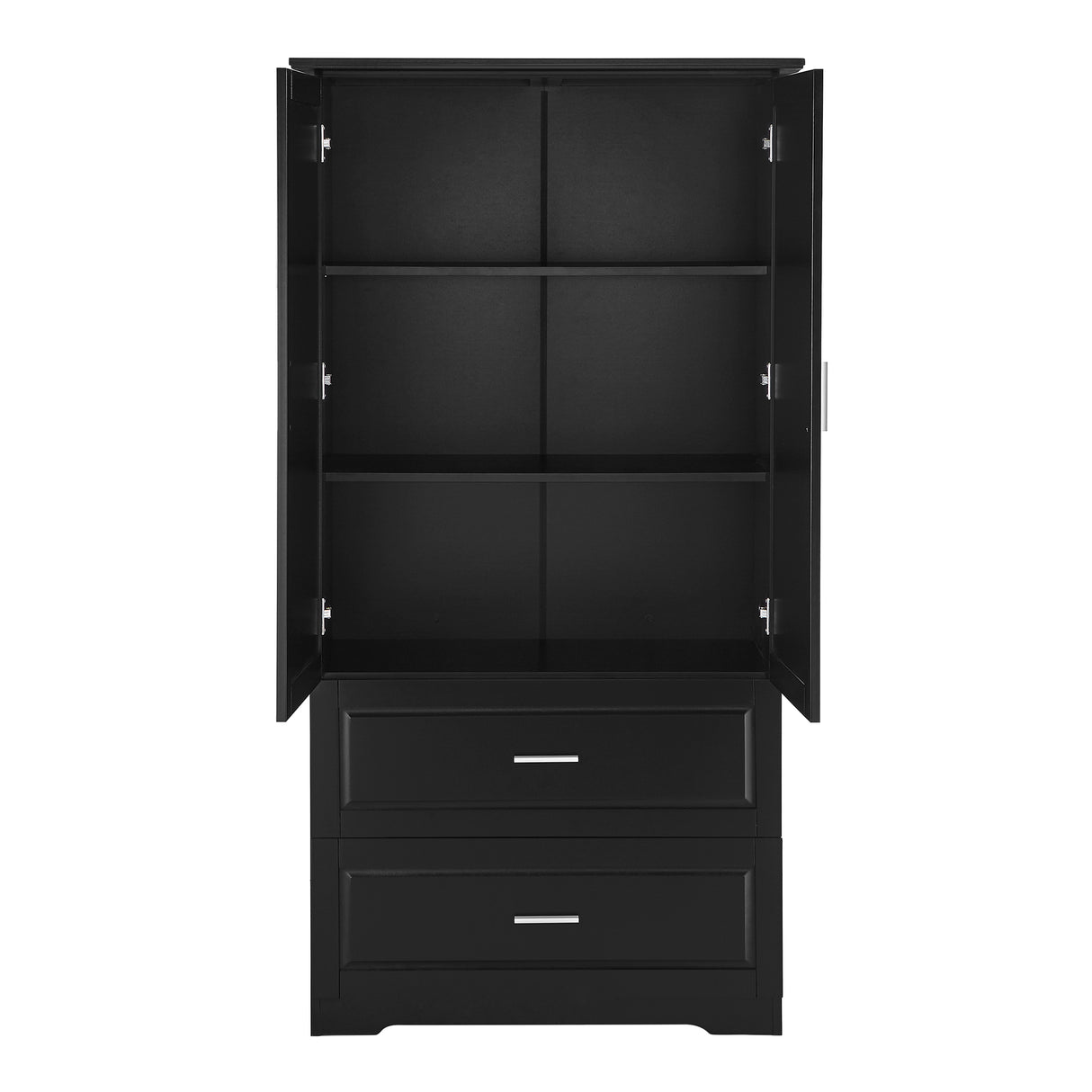 Tall Bathroom Storage Cabinet, Cabinet with Two Doors and Drawers, Adjustable Shelf, MDF Board, Black - V.I.P Digital Presence
