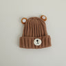Gorro de punto cálido para niños de otoño e invierno, bonito gorro de lana de color caramelo con forma de oso, gorro cálido coreano para bebés, para hombres y mujeres, tendencia