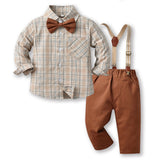 Children's Clothing Autumn Korean Version Multi-Color Plaid Long Sleeve Cotton Shirt Suspenders Boys' Suit - V.I.P Digital Presence